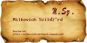 Milkovich Szilárd névjegykártya